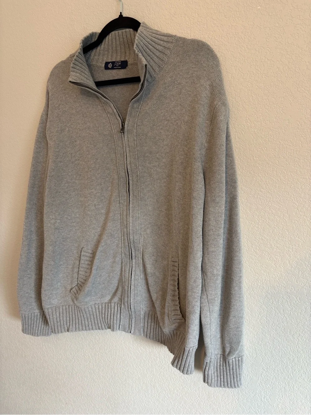 J.Crew Full Zip Sweater Gray Cotton Knit Cardigan Men’s XL